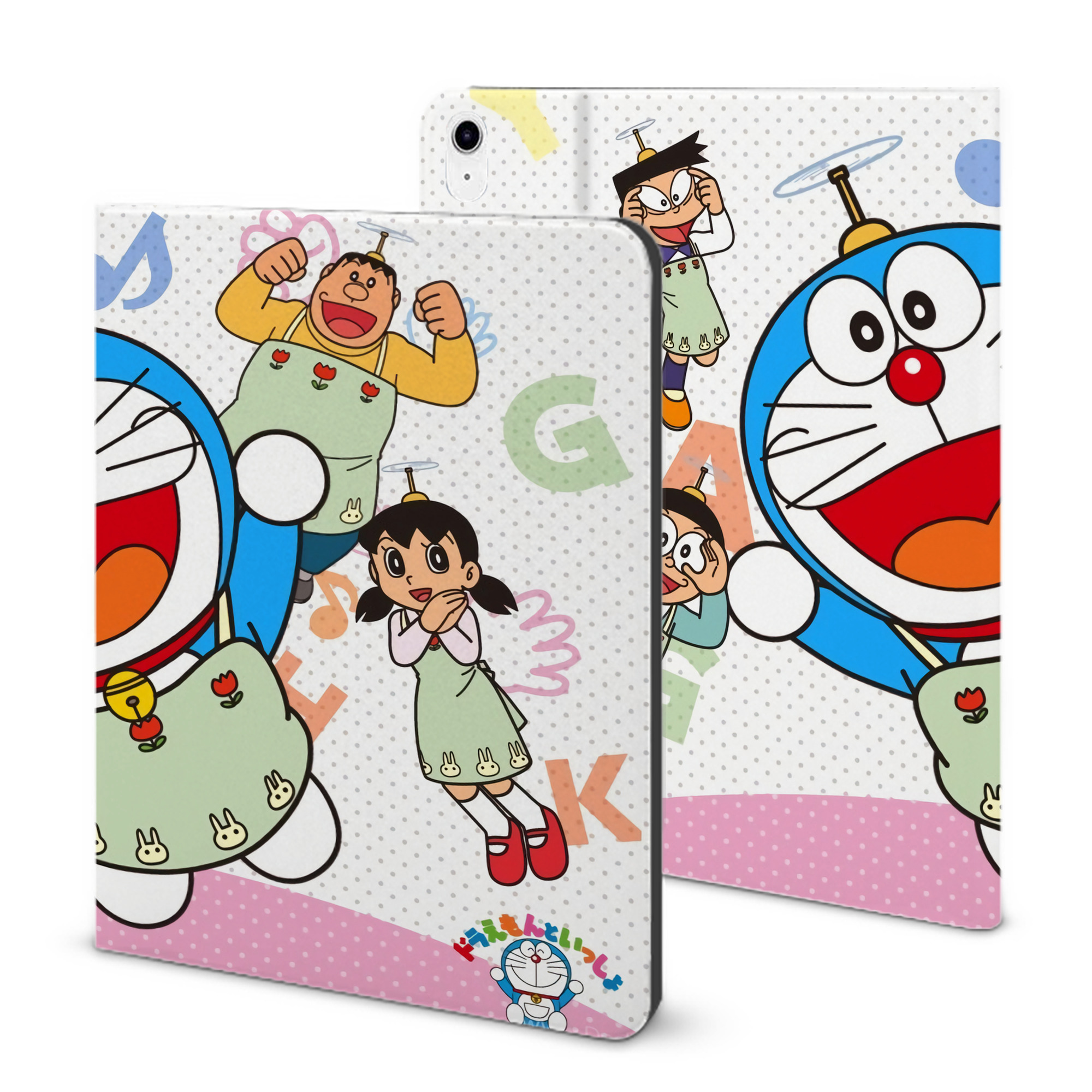 （画像用） ドラえもん Doraemon IPad ケース ブック型 PUレザー TPU 耐衝撃 軽量 薄型 ペン収納なし 全面保護 IPad 各モデル対応